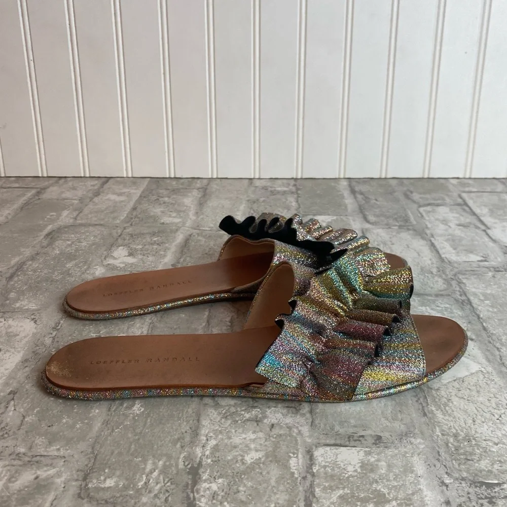 Loeffler Randall Glitter Flat Sandal Slides - Picture 7 of 13